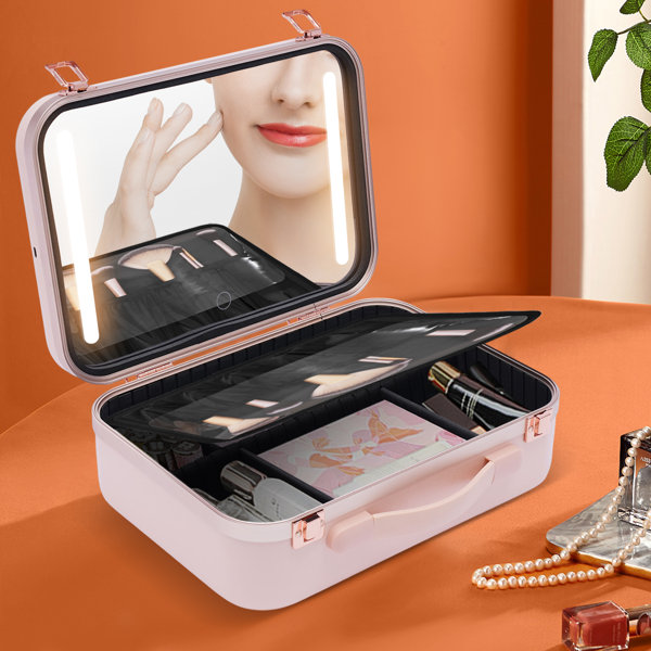 Rebrilliant Larencia 13'' Portable Multifunction Makeup Case With LED Mirror Wayfair